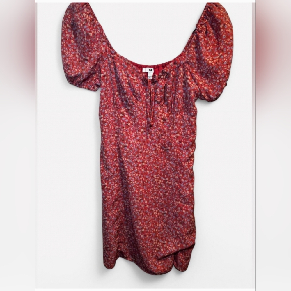 Nordstrom BP Floral Red Puff Sleeve Top